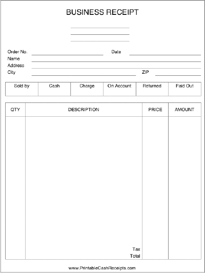 Business Order Receipt