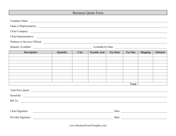 Business Quote Form