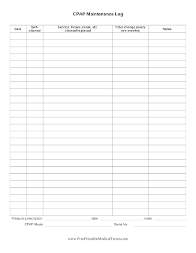 CPAP Maintenance Log