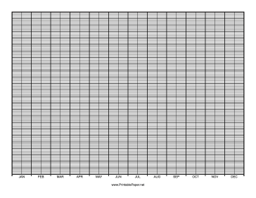 Printable Calendar - 1 Year by Months - 100 Divisions with Index Lines - Landscape