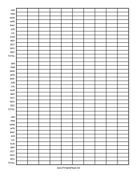 Printable Calendar - 3 Years by Months