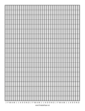 Printable Calendar - 3 Years by Months - 100 Divisions with Index Lines