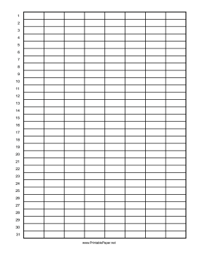 Printable Calendar - Day by Month