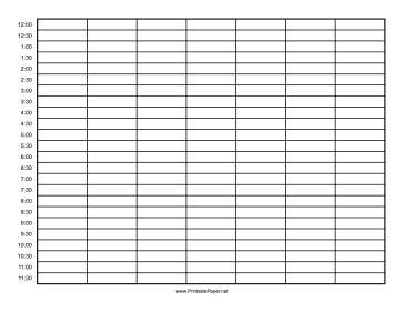 Printable Calendar - 1 Week - Half Days by Half Hour