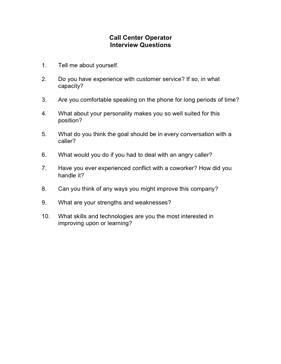 Call Center Operator Interview Questions