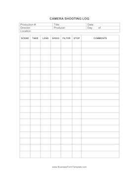 Camera Shooting Log