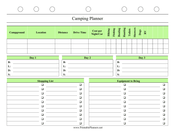 Camping Planner