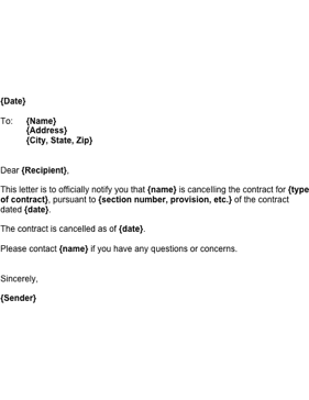 Notification of Canceled Contract