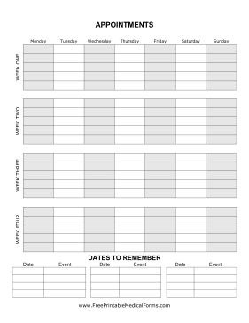 Cancer Planner Appointment Sheet