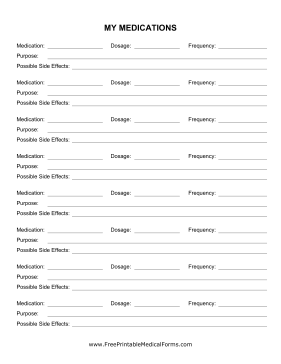 Cancer Planner Medication Sheet