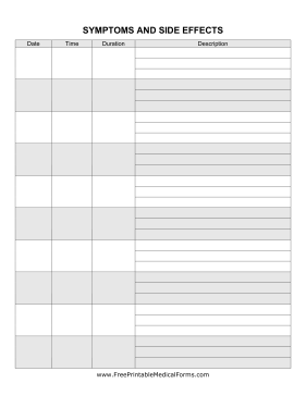 Cancer Planner Symptom Sheet