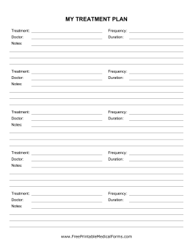 Cancer Planner Treatment Plan Sheet