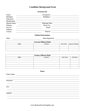 Candidate Information Form