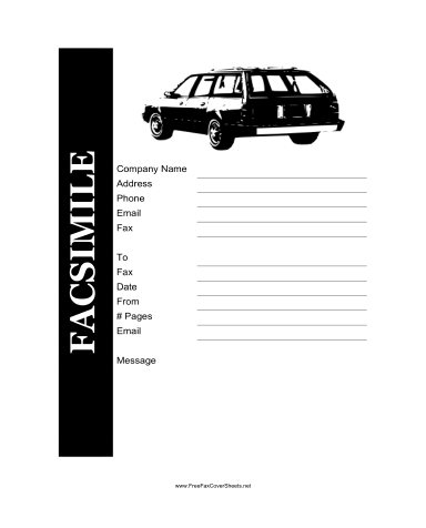 Car fax cover sheet