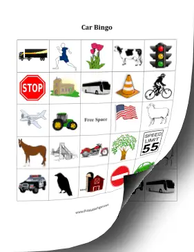 Printable Car Bingo Cards