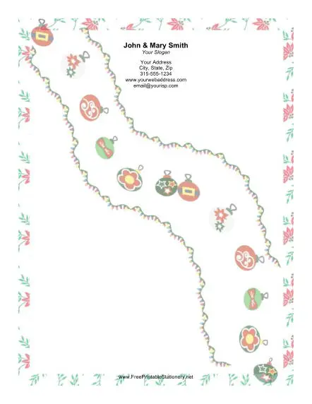 Cascade of Ornaments stationery design