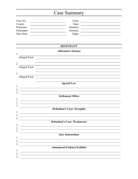 Case Summary Defendant