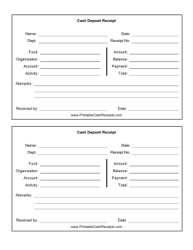 Cash Deposit Receipt