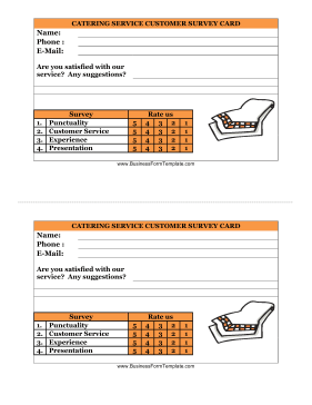 Catering Service Customer Survey Card