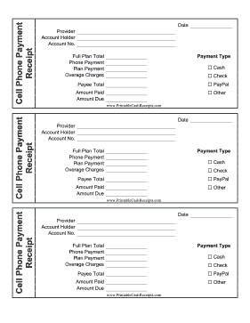 Cell Phone Payment Receipt