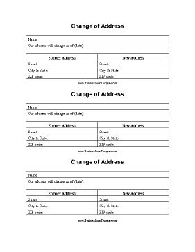 Change Of Address Form