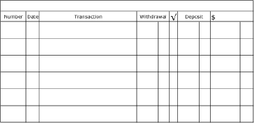 Printable Check Register with Large Lines