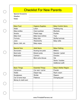 Checklist For New Parents