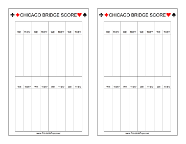 Printable Chicago Bridge Scoresheet