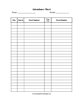 Child Care Sign In Sheet