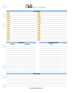 Child Daily Schedule