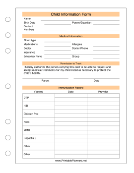 Child Information Form