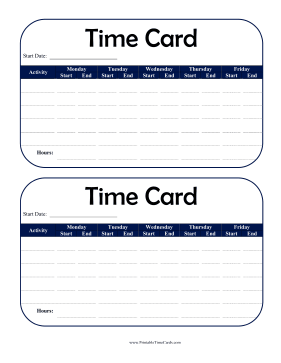 Child Weekly Time Card