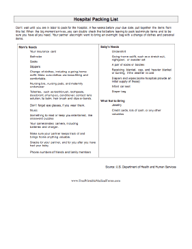 Childbirth Hospital Packing List