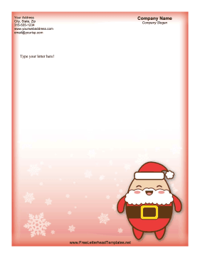 Christmas Letterhead Cute Red Santa