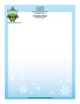 Christmas Letterhead Elf And Snowflakes