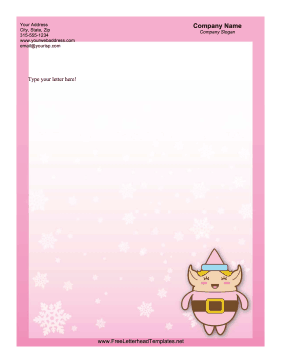 Christmas Letterhead Pink Elf