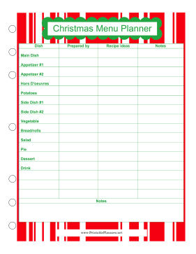 Christmas Menu List