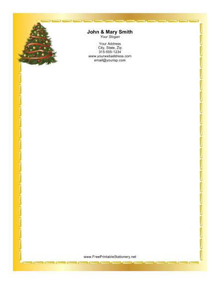 Christmas Tree Gold Border stationery design