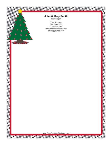 Christmas Tree Gold Star stationery design