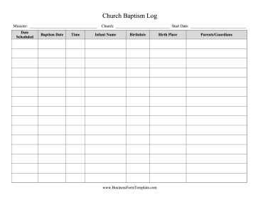 Church Baptism Log