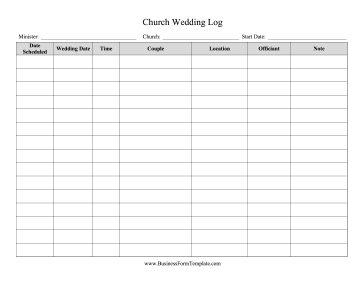 Church Wedding Log