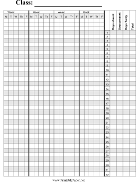 Printable Class Attendance Paper