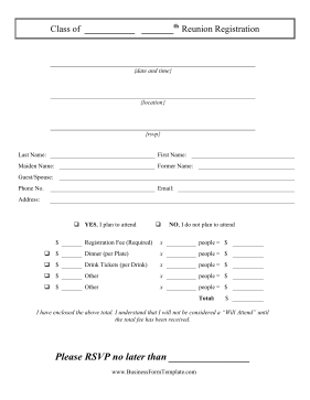 Class Reunion Registration