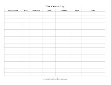 Coin Collector Log