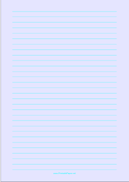 Printable Lined Paper - Light Blue - Wide Cyan Lines - A4