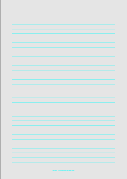 Printable Lined Paper - Light Gray - Medium Cyan Lines - A4