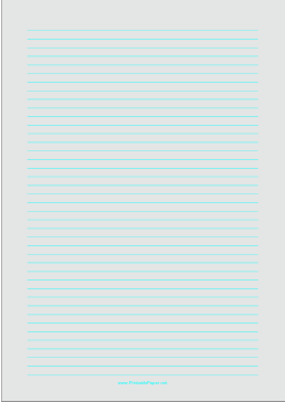 Printable Lined Paper - Light Gray - Narrow Cyan Lines - A4