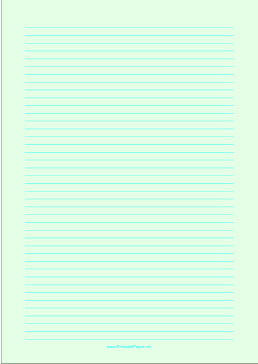 Printable Lined Paper - Light Green - Narrow Cyan Lines - A4