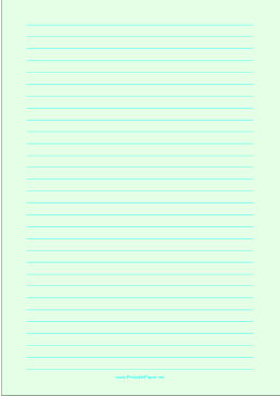 Printable Lined Paper - Light Green - Wide Cyan Lines - A4