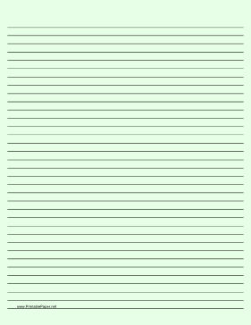 Printable Lined Paper - Light Green - Medium Black Lines